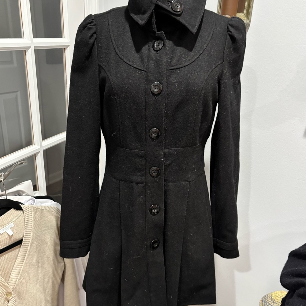 Anthropologie Black A-Line Wool Coat - Picture 1 of 12